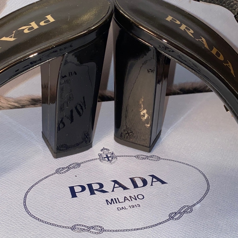 Prada Glossy Black Slingback Heels - Picture 10 of 14